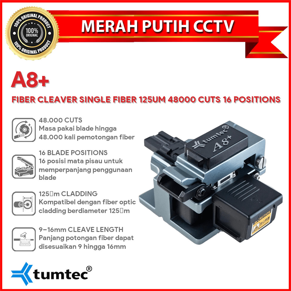 TUMTEC TMT-A8+ FIBER CLEAVER A8+ SINGLE FIBER 125UM 48000 CUTS 16 POSITIONS