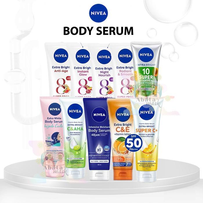 NIVEA Body Serum Extra White || Care and Protect 70ml 180ml  Night  Radiant  Instant Glow  Hijab - C
