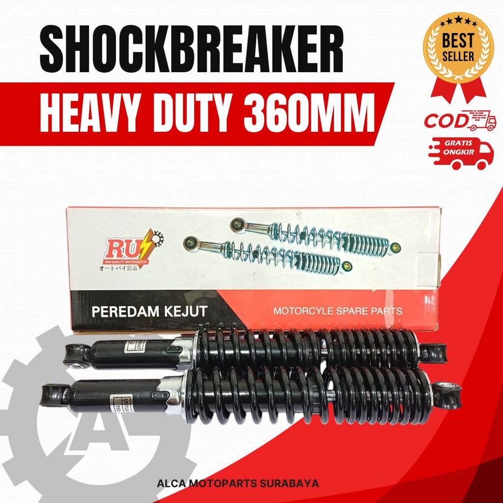 SKOK SHOCKBREAKER SHOCK BREAKER BELAKANG HEAVY DUTY 360 MM 360MM HEAVY DUTY BLACK HITAM