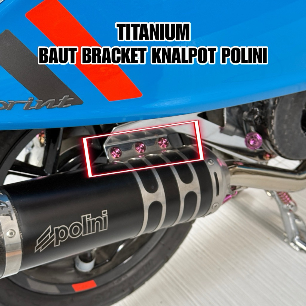 Baut Titanium  BIG HEAD Bracket Knalpot Polini Vespa Matic Vespa Sprint Vespa Primavera Baut titaniu