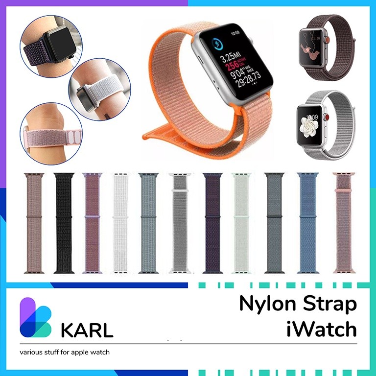 TERLARIS Nylon Strap iWatch Apple Watch All Series 1/2/3/4/5/6/7 T500 T55 T500plus HW22 IWO W26 Smar