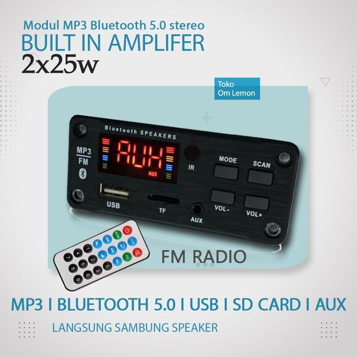 002 MP3 modul bluetooth 12V dilengkapi amplifier 2x25watt