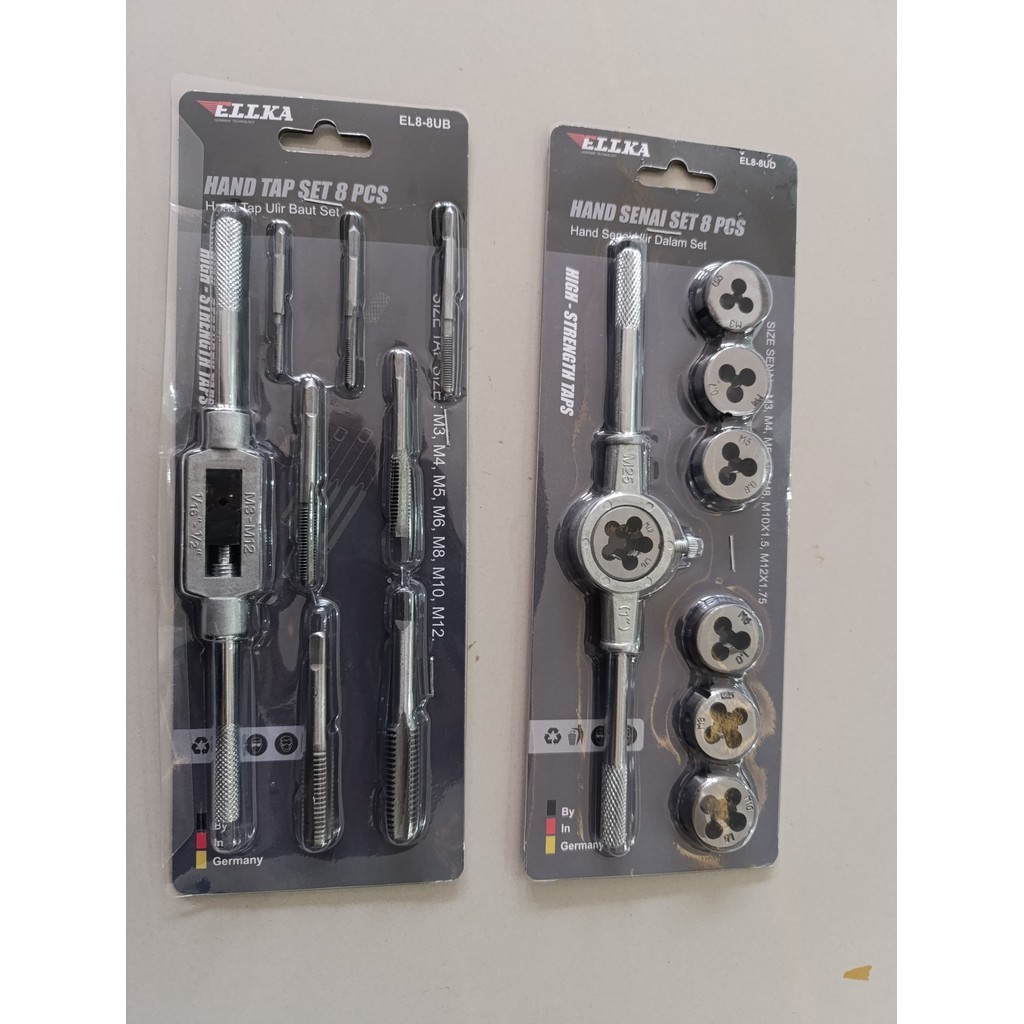 mws - SET 8 PCS HAND TAP SET ULIR DRAT DALAM + GAGANG STANG HANDLE ALAT SENAI PEMBUAT DRAT M3/M4/M5/