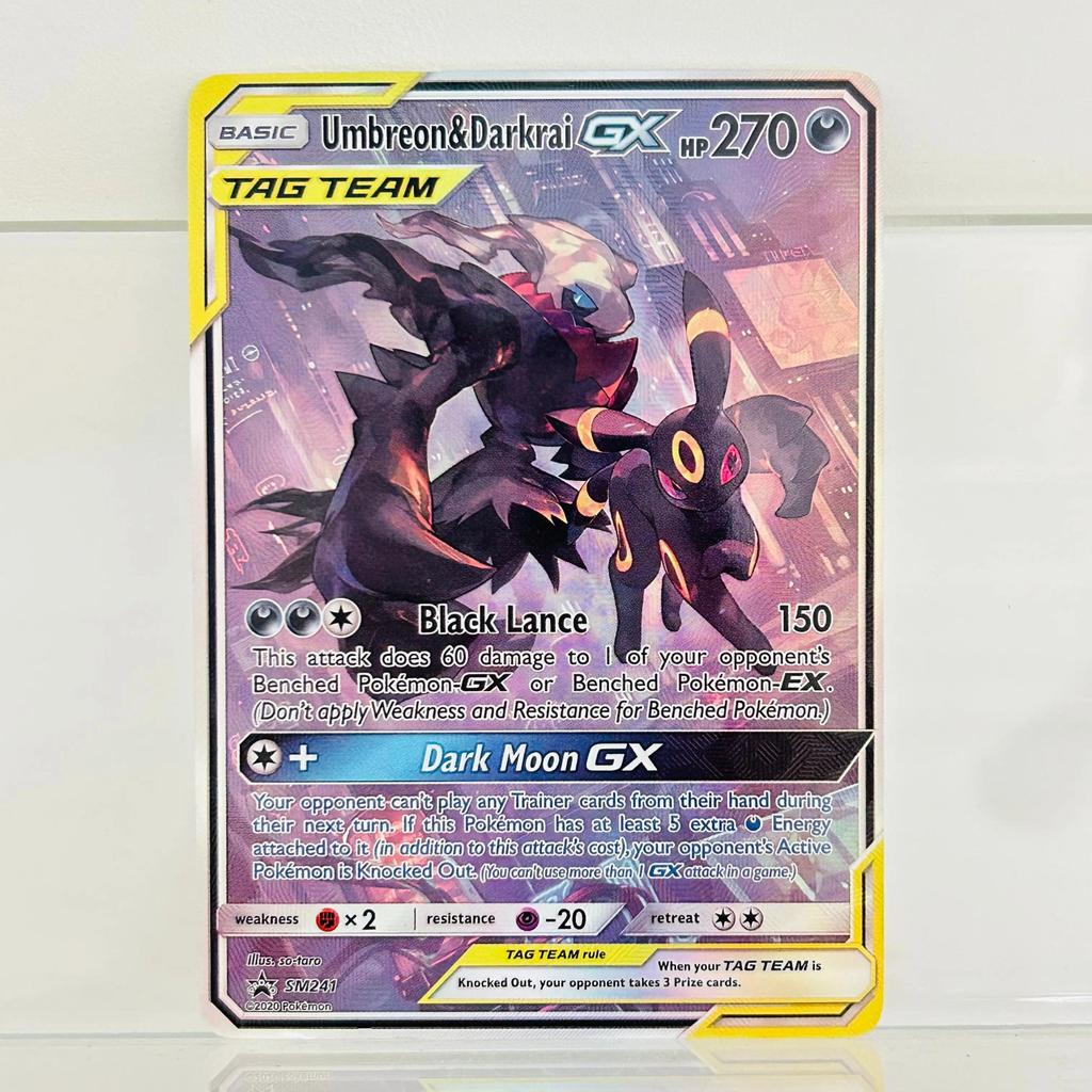 EN Version Umbreon & Darkrai GX SM241 DIY Holographic Foil Texture Card, Perfect Condition Premium A
