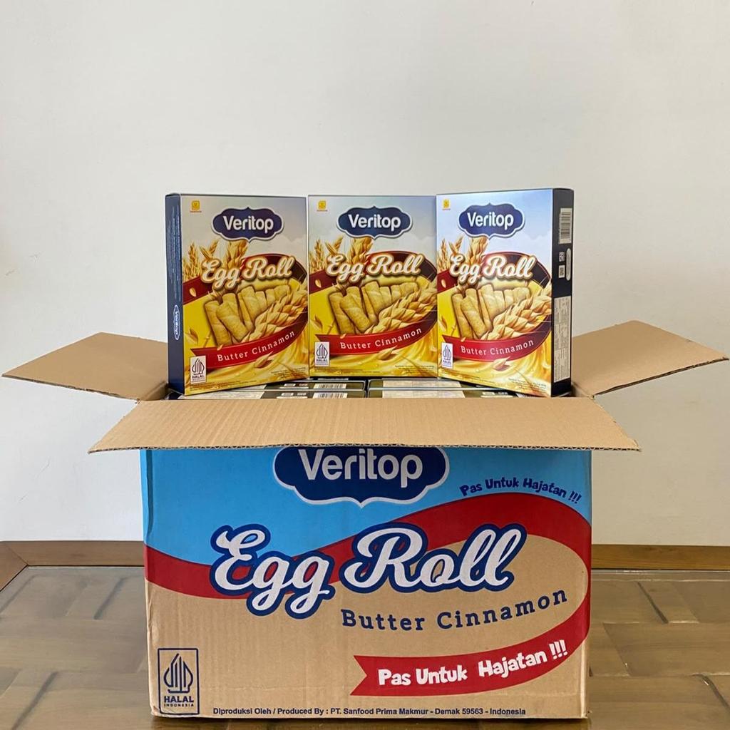 PER DUS 24BOX VERITOP EGGROLL BUTTER CINNAMON / JAJAN HAJATAN / SNACK BOX MURAH softbox