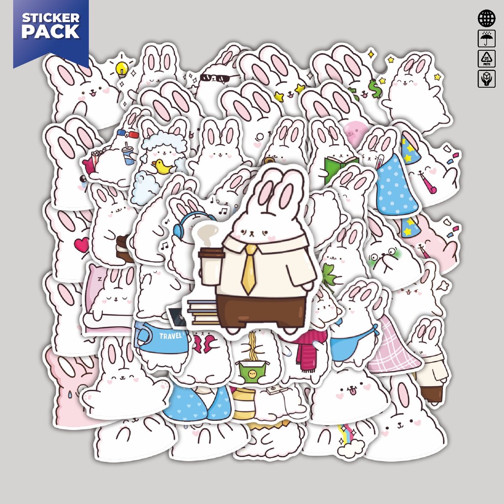 

[100PCS]Stiker Pack Stiker Rabit Soupchick Aesthetic Vinyl Anti Air Dekorasi Sticker Laptop Buku Journal Koper Helm Casing HP Gitar Helm Skateboard