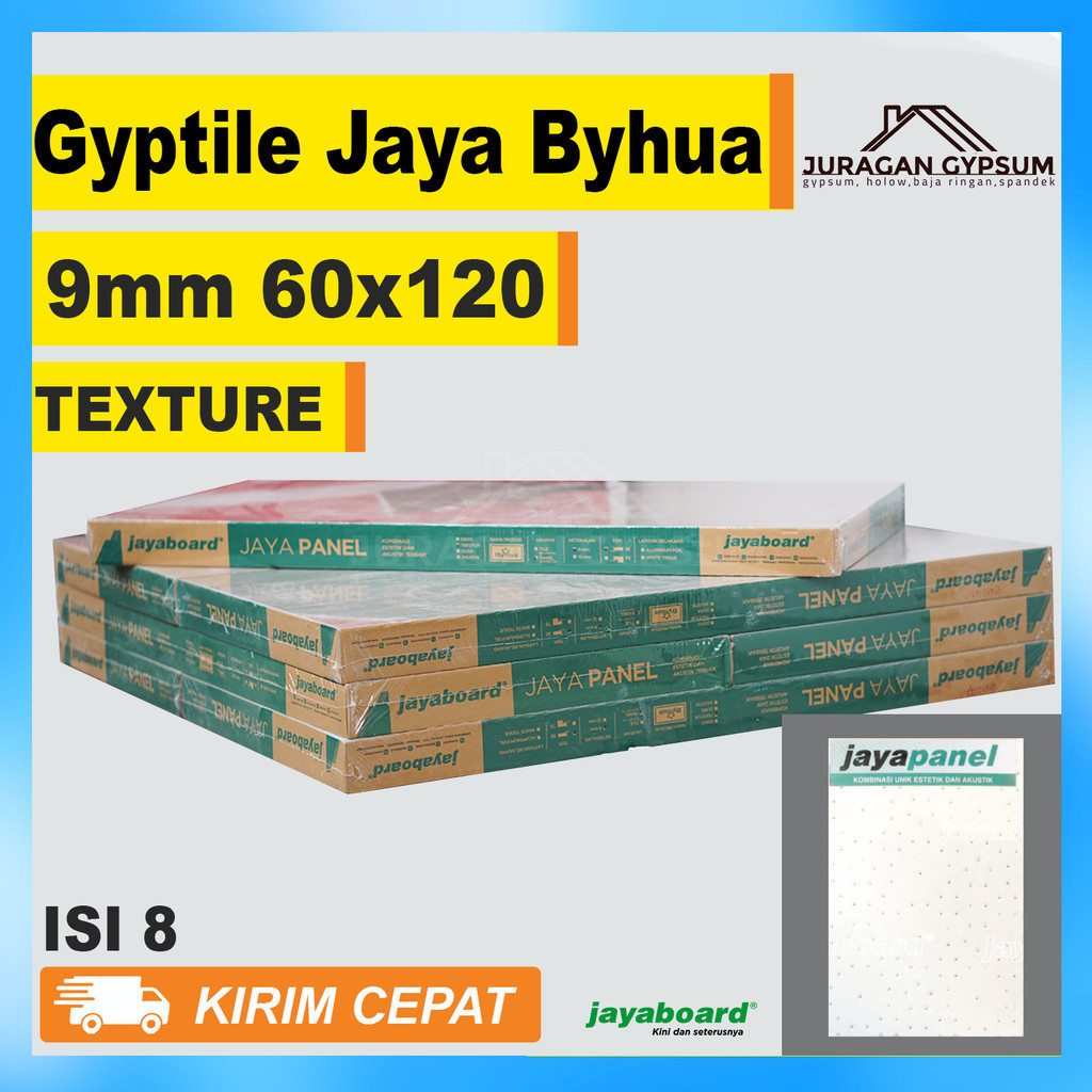 Gyptile Jaya byhua 9mm 60 x 120 texture giptel bihua jayaboard isi 8