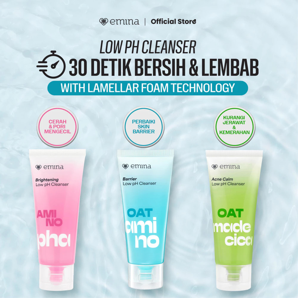 Emina Low pH Gel Cleanser 70ml - Facial Wash Skincare Sabun Muka Cerah Glowing Perbaiki Skin Barrier