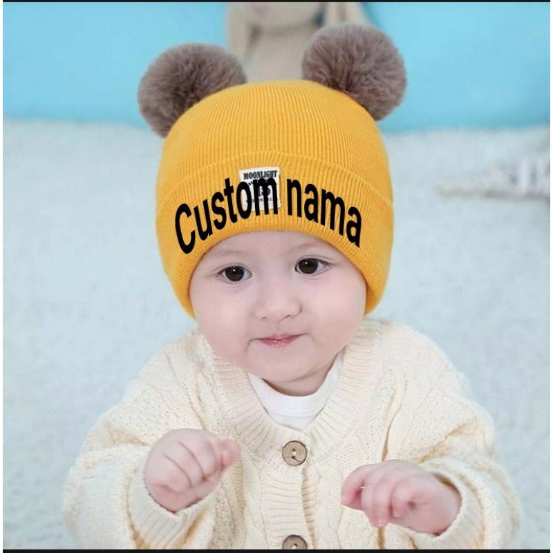 Topi Kupluk PomPom bayi bordir nama kupluk bordir nama fashion topi kupluk