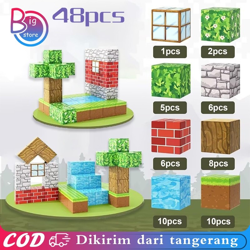 My World Minicraft Magnetic Blocks 48pcs Magnetic Blocks Minecraft Magnetic Block Minecraft