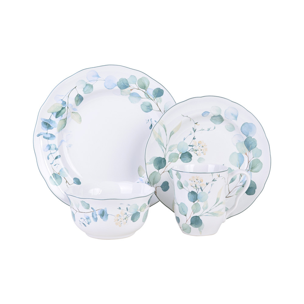 Informa Appetite Perlengkapan Makan Ivy Leaf Set 16 pcs - Biru Dining Set Tableware Alat Makan Dinne
