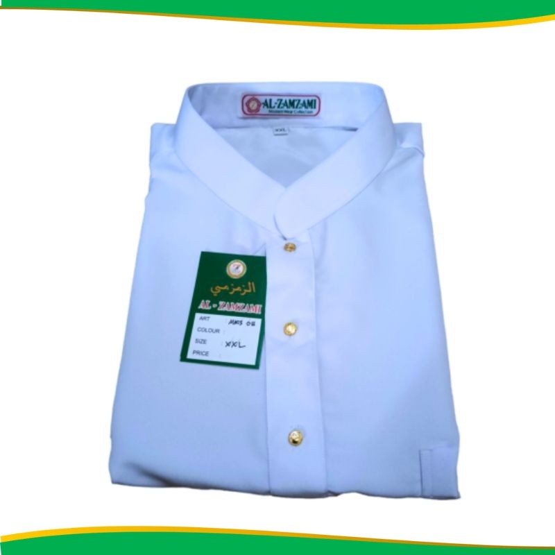 Baju Koko putih POLOS ZAMZAMI busana muslim pria taqwa model malaysia