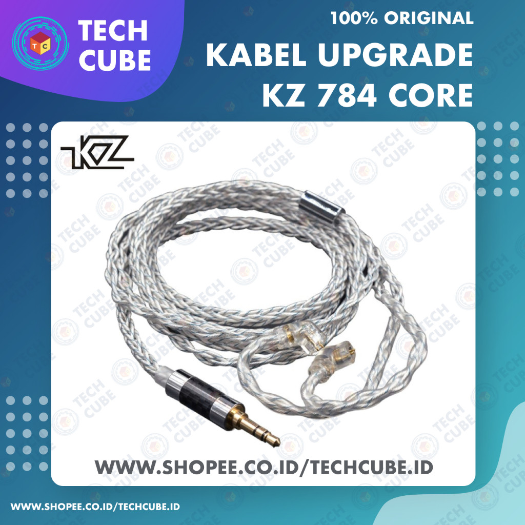 JUAL>> Kabel KZ 8 Cores Silver Blue Mixed 784 Core Upgrade Cable Kabel Earphone PIN Type C Av-20