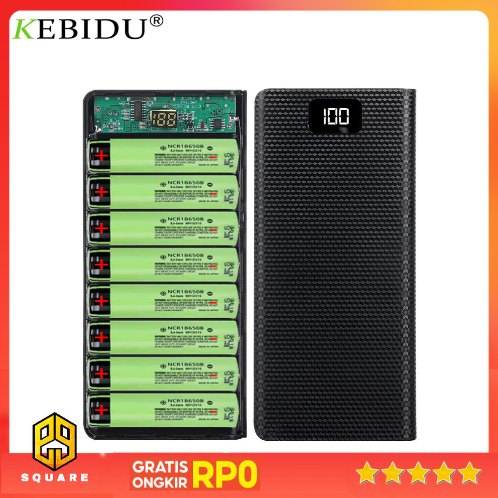 Kebidu Power Bank DIY Case Digital Display Dual USB Port 8 PCS 18650 - C18 Original 99 Square