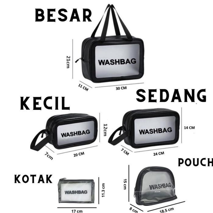AGG - 266 Tas Kosmetik Washbag Travel Pouch Make Up Organizer Transpar - KECIL, Putih [terlaris]