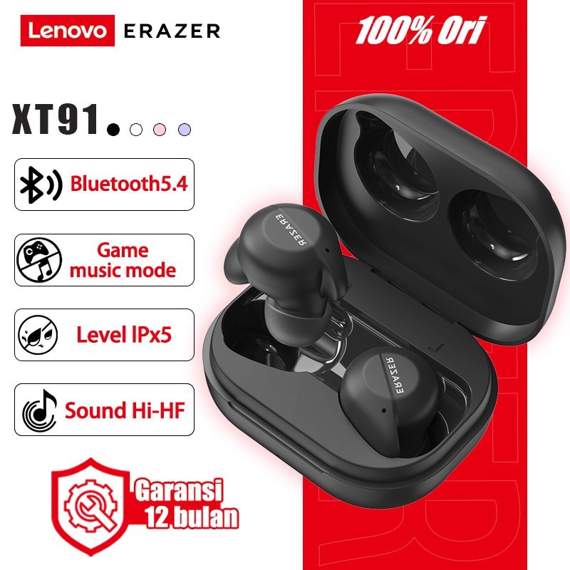 OTOMAX Lenovo ERAZER XT91 TWS Headset Bluetooth 5.4 MINI Earbuds handset Nirkabel With Mic Pengurang