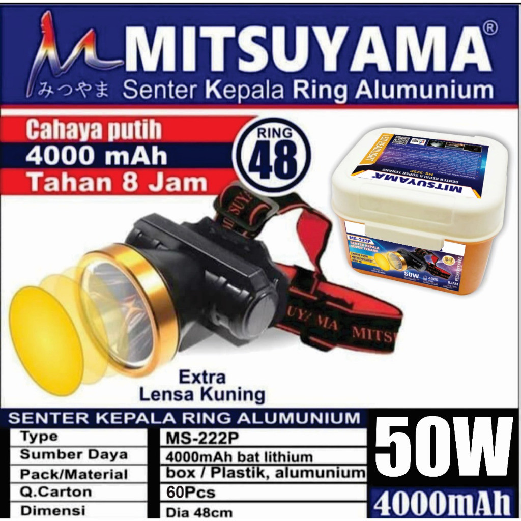 Senter Kepala MS-222P Headlamp LED Putih