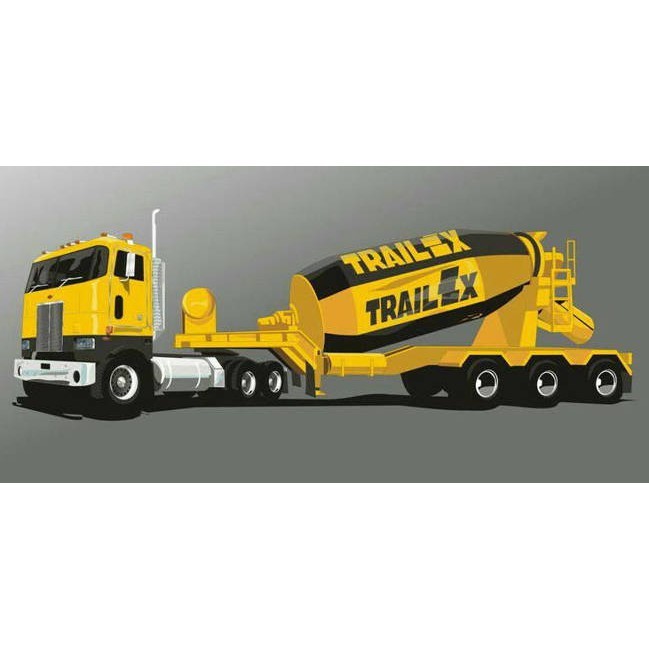 DIY Papercraft lembar Kertas Poal Peterbilt 362 with Trailer-truck Mixer