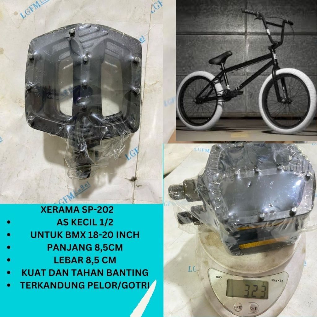 XERAMA Pedal Sepeda As kecil Bmx Sepeda Bocil Anak Laki 18 20 Inch Hitam Plastik Kuat CENTRUM JUARA 
