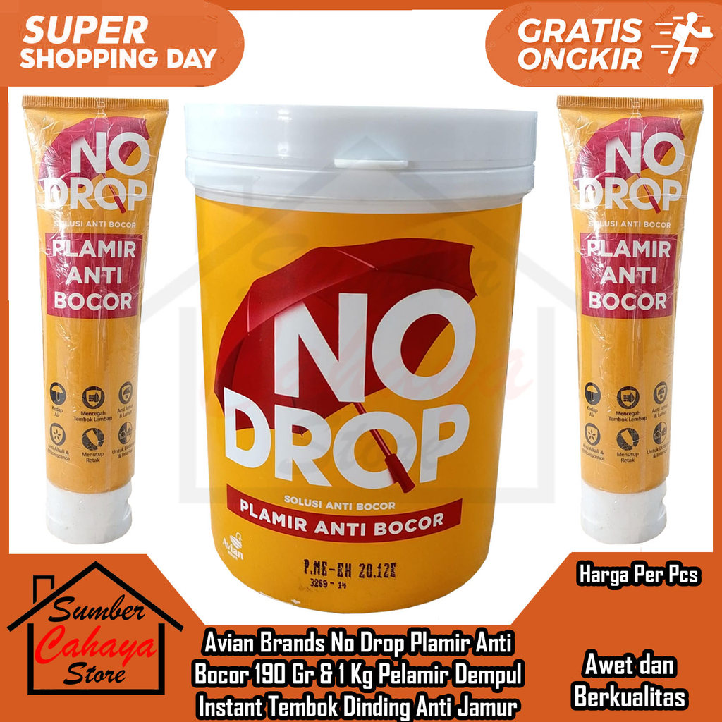 Avian Brands Plamir Anti Bocor No Drop 190 Gram & 1 Kg Pelamir Dempul Instant Tembok Dinding Wall Fi