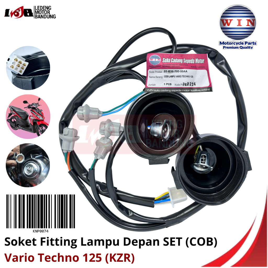 WIN COB Soket Fitting Lampu Depan Vario 125 KZR Socket Fiting Honda Kabel Set Motor