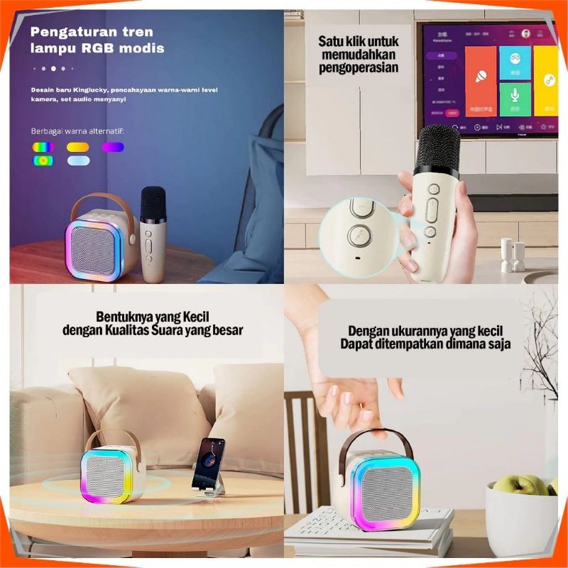 KUROMI Speaker K12 Speaker Karaoke Bleutooth Speaker Dengan 1 Mic Karaoke