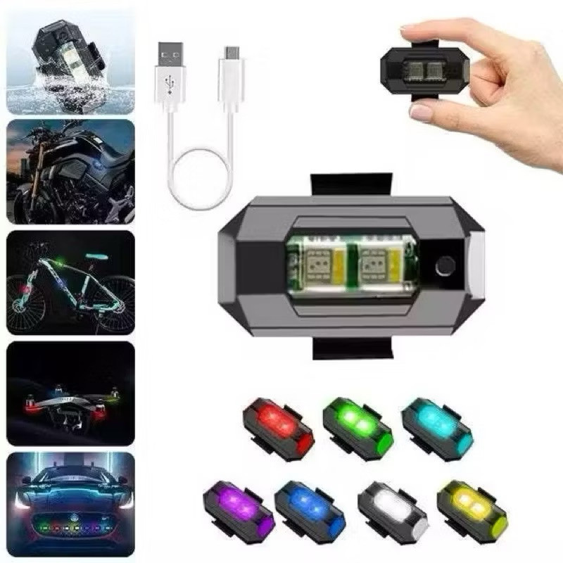 LAMPU LED MOTOR SEPEDA KEDIP PESAWAT FLASH TANPA KABEL RGB WARNA WARNI
