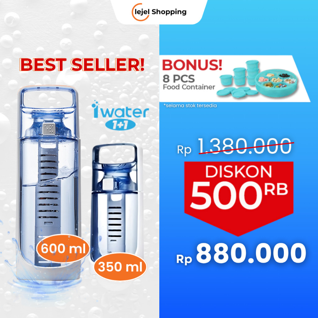 Ready Tumbler Botol Minum Kesehatan Air Alkali Hydrogen Bebas BPA Buy1 Get 1 Free New I Water