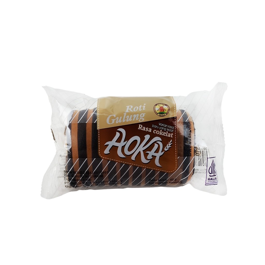 HM  ROTI GULUNG AOKA - Netto 60gr ROTI GULUNG AOKA COKLAT KEJU ROTI