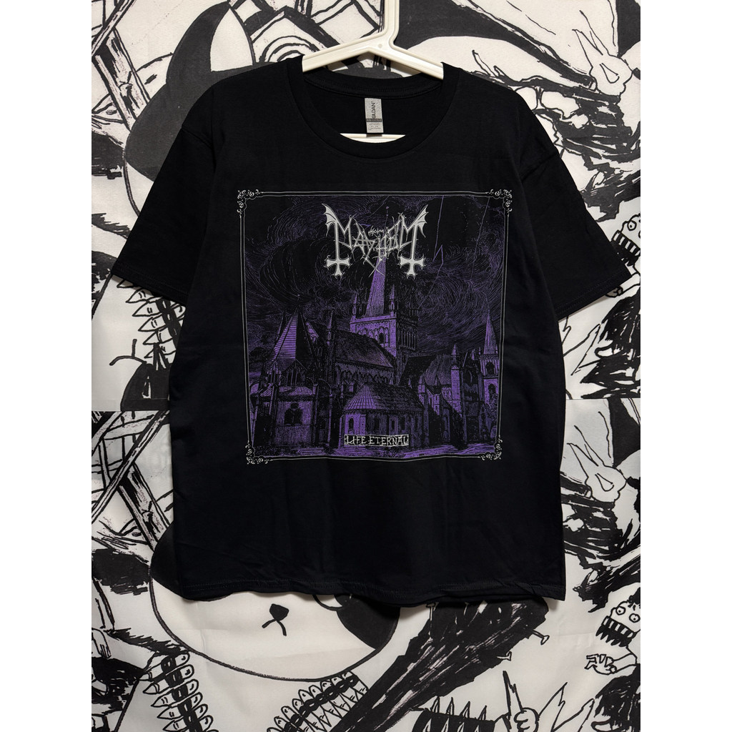 Kaos Pendek Gildan Katun Retro Band Black Metal Norwegia Mayhem Desain Kuno