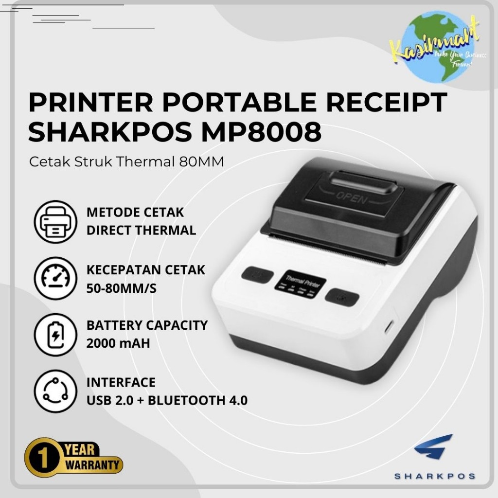 Mesin Cetak Resi Alamat MP8008 Printer Thermal 80mm Bluetooth USB Printer Resi Alamat Struk MP80M