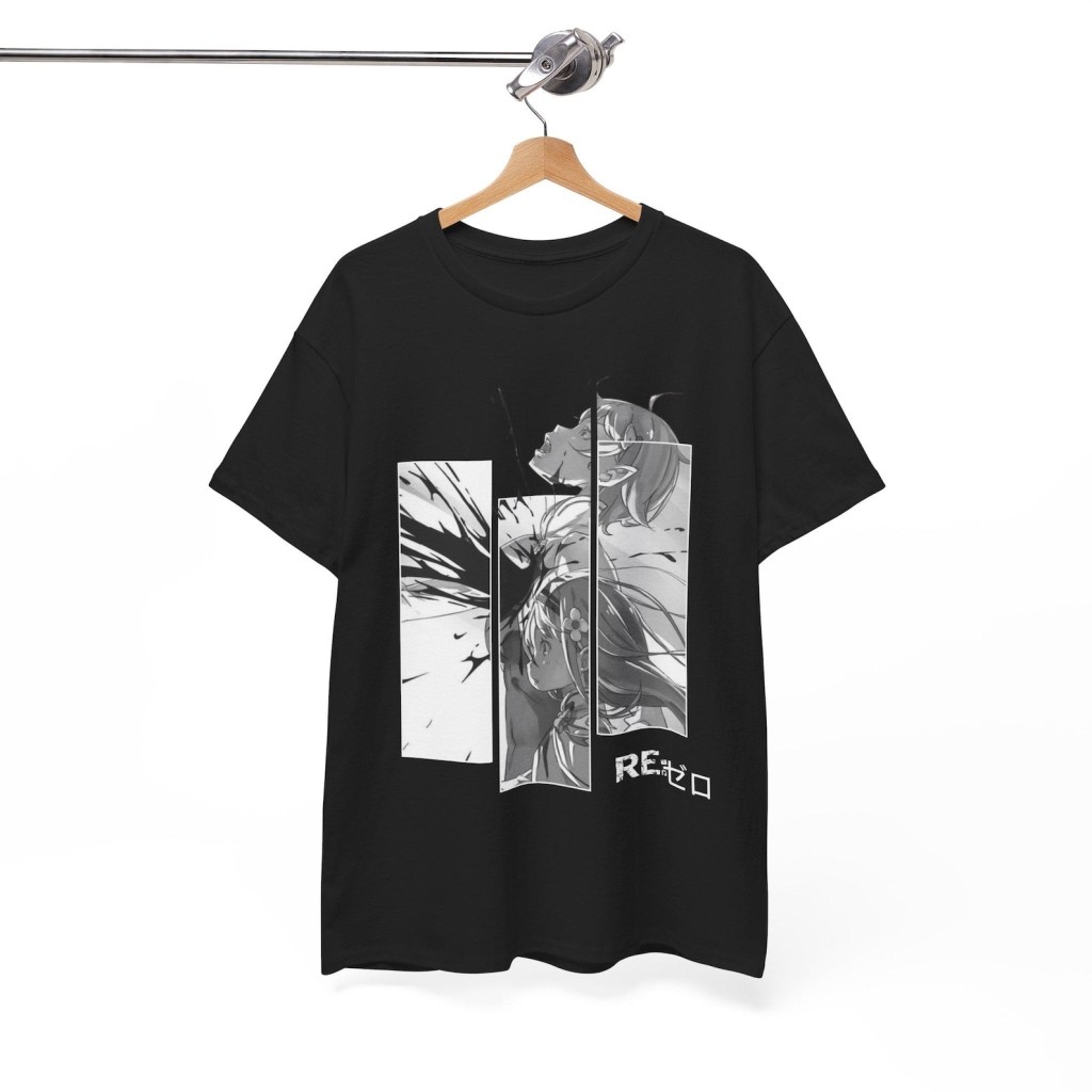 ReZero Anime Kaos Subaru, Rem and Emilia, Unisex Otaku Pakaian, Waifu Kawaii Yami Kaos, Re Zero Figu