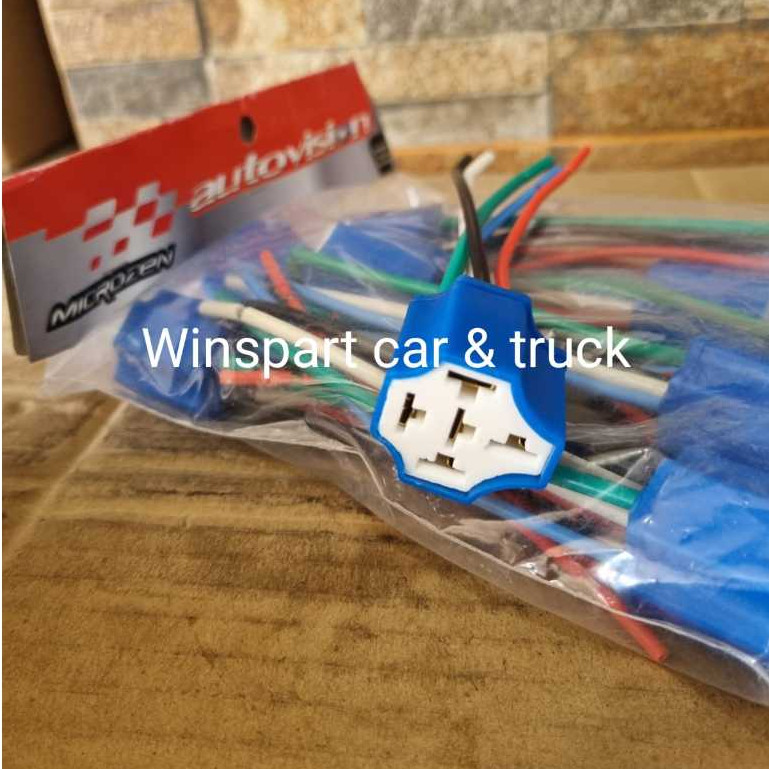 Autovision Socket Ceramic Relay dengan Kabel Original Soket Betina Rumah Colokan Dudukan Relay Kaki 