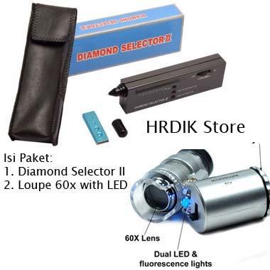 PAKET Diamond Tester II & Loupe 60x Zoom Selector 2 Berlian Permata