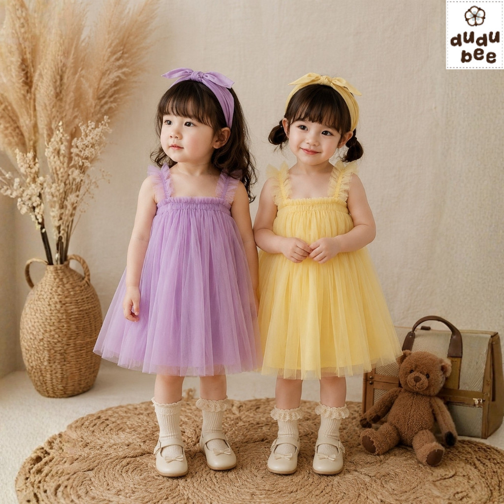 Dress Pesta Aqiqah Gaun Ulang Tahun Bayi Anak perempuan TUTU Import Mewah Tutu Model Korea LILAC YEL