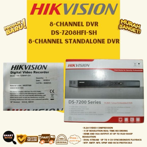 CLEARANCE SALE HIKVISION DVR DS-7208HFI-SH 8 CHANNEL H.264 STANDALONE DVR