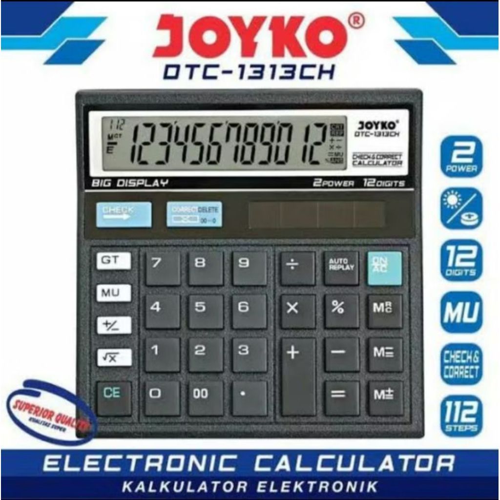 KALKULATOR JOYKO DTC-1313 CH ORI / KALKULATOR JOYKO DTC 1313 CH / KALKULATOR JOYKO 12 DIGIT / KALKUL