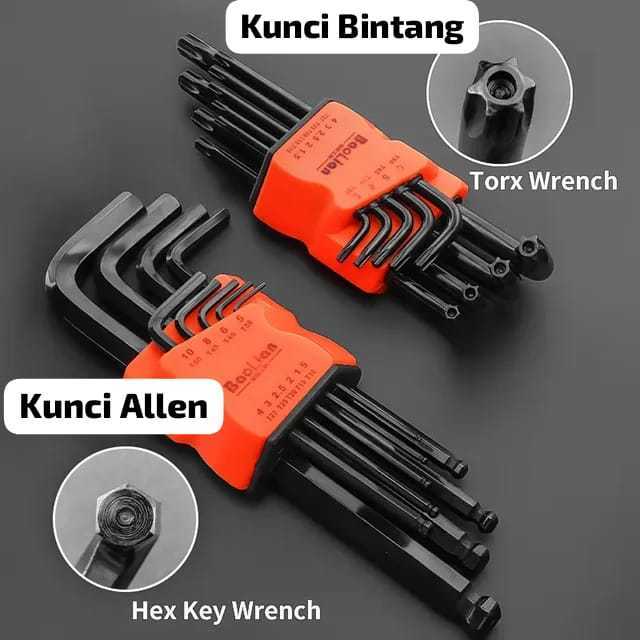 Foto Tool Kunci L Allen Hex Key Bintang Tork Gagang T ballpoint Bike Tools Sepeda