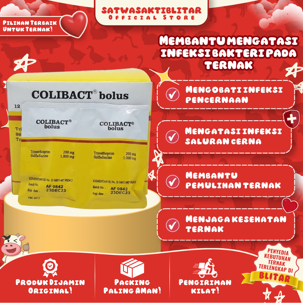 COLIBACT BOLUS ECER | OBAT DIARE HEWAN - HARGA ECER PER BOLUS 