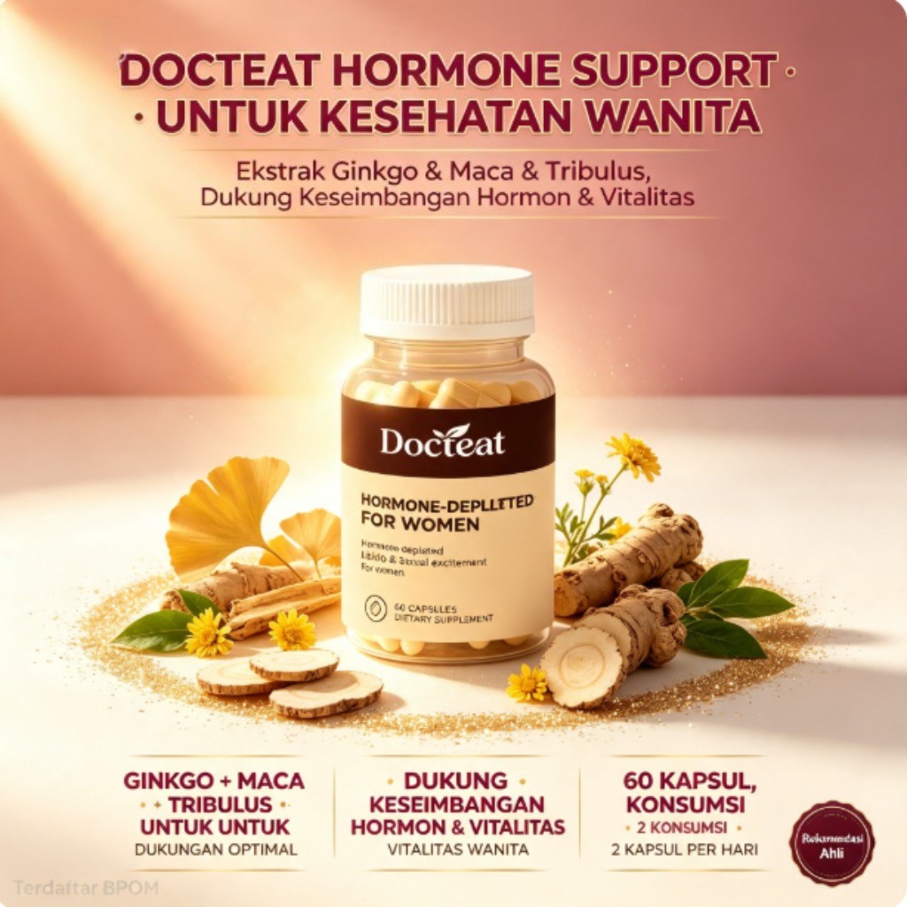 Docteat Hormone-depleted For Women 60 Kapsul, Ekstrak Ginkgo Biloba & Maca & Tribulus & L-Arginine, 