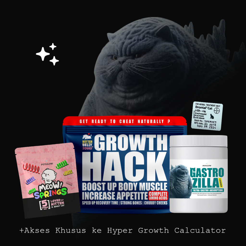 30 Days Hyper Growth untuk Kucing Anabul by Petglow Growth Hack Gastro Zilla Paket Vitamin Probiotic