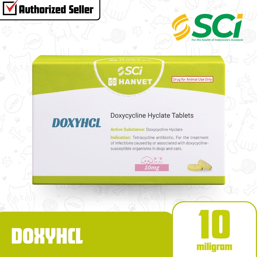 DOXYHCL Hanvet SCI Antibiotik Doxycycline Hyclate Obat Anjing Kucing Tablet 10mg