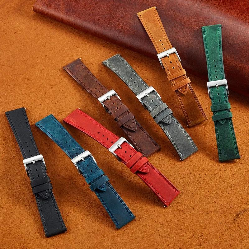 Vintage Watch Strap 18mm 19mm 20mm 21mm 22mm Retro Cowhide Bracelet Watchband Smart Watch Band Acces