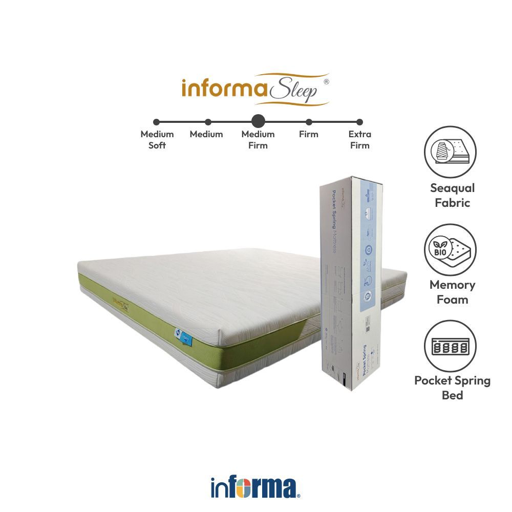 Informa Sleep Eco Seaqual Kasur Pocket Springbed In Box - Hijau Springbed Mattress Kasur Pegas Saku 