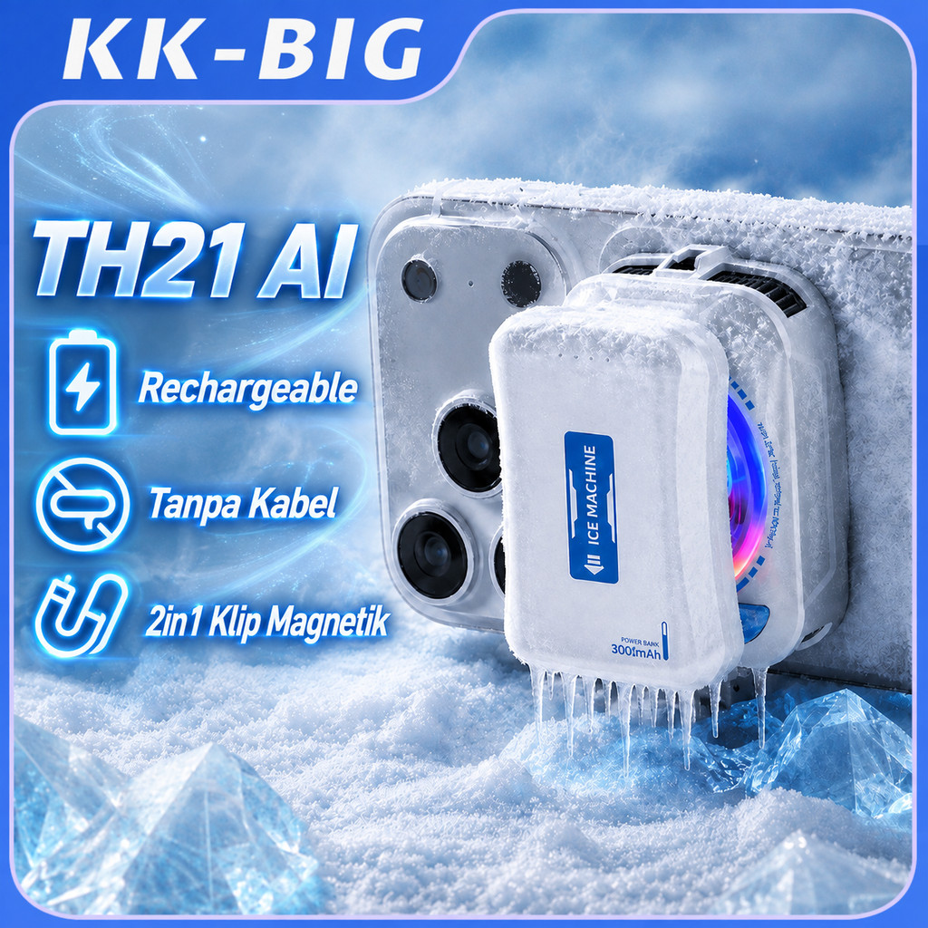 Fan Cooler Pendingin HP TH21 AI Semikonduktor Baterai Rechargeable 4 Mode RGB Magnet Wireless Kompat