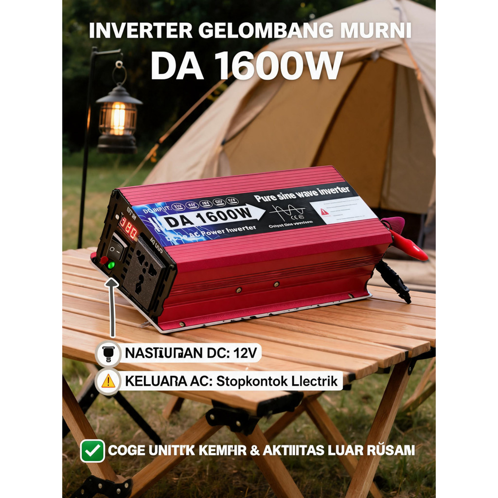 Power Car Inverter PSW 1600W DC 12V to AC 220V NBQ 1600W