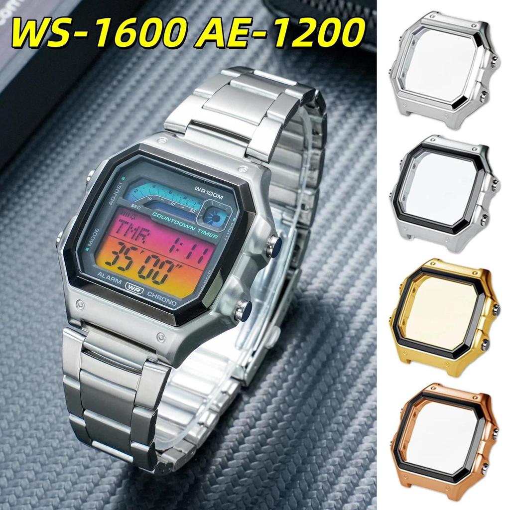 AE1200 WS-1600H Mod Kit For Casio AE-1200/1300 WS1600 Stainless Steel Watch Strap Metal case Bezel R