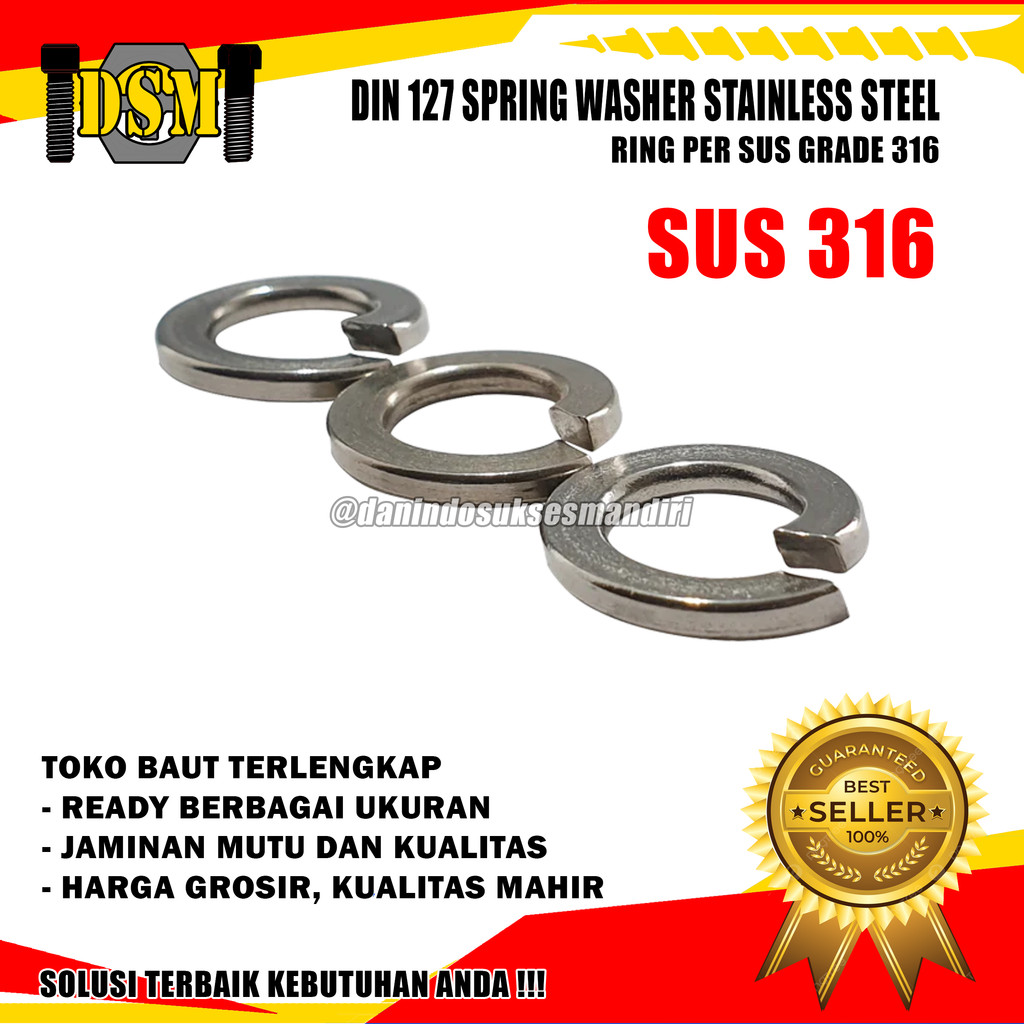 SS 316 / Ring Per Stainless Steel / DIN 127 Spring Washer Lock / Ring Ver SUS 316