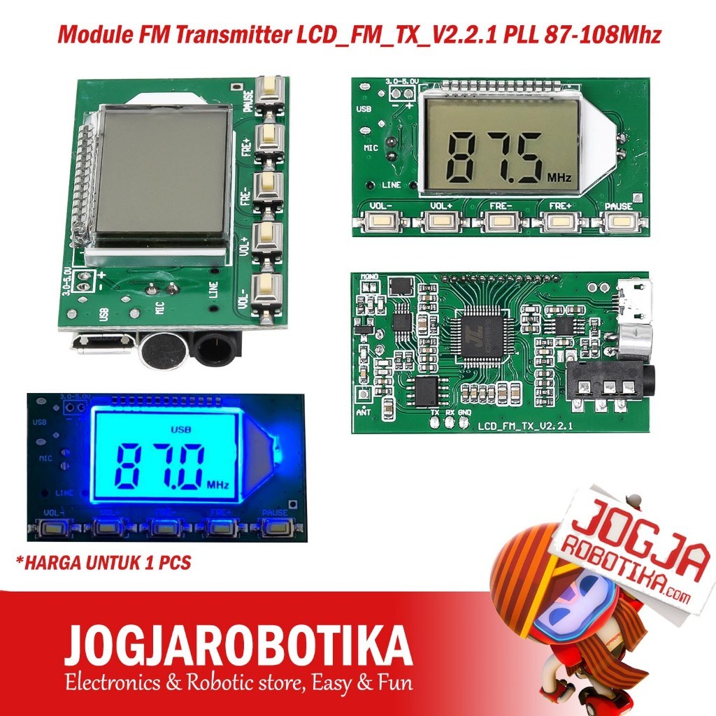 Module FM Transmitter LCD_FM_TX_V2.2.1 PLL 87-108Mhz Pemancar Radio FM Digital