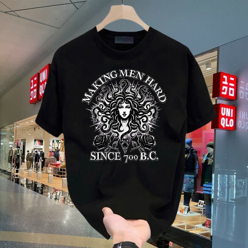Medusa Making Men Hard Since 700 B.C. Kaos Pendek Pria Wanita Bergaya Gothic Vintage, Heavyweight Ts